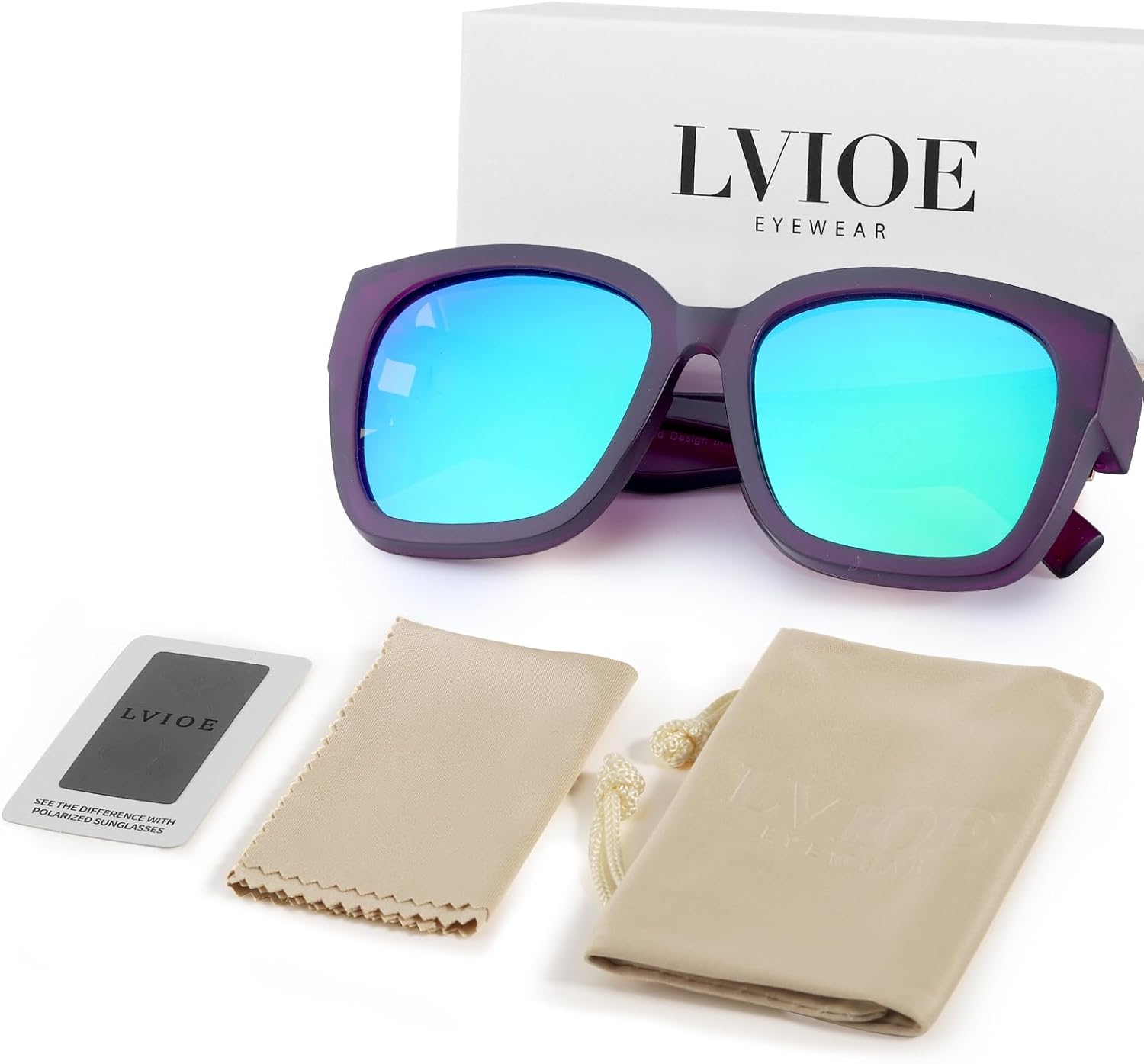 LVIOE Oversized Fit Over Sunglasses for Women Men Polarized Square Over Glasses Sunglasses with UV Protection