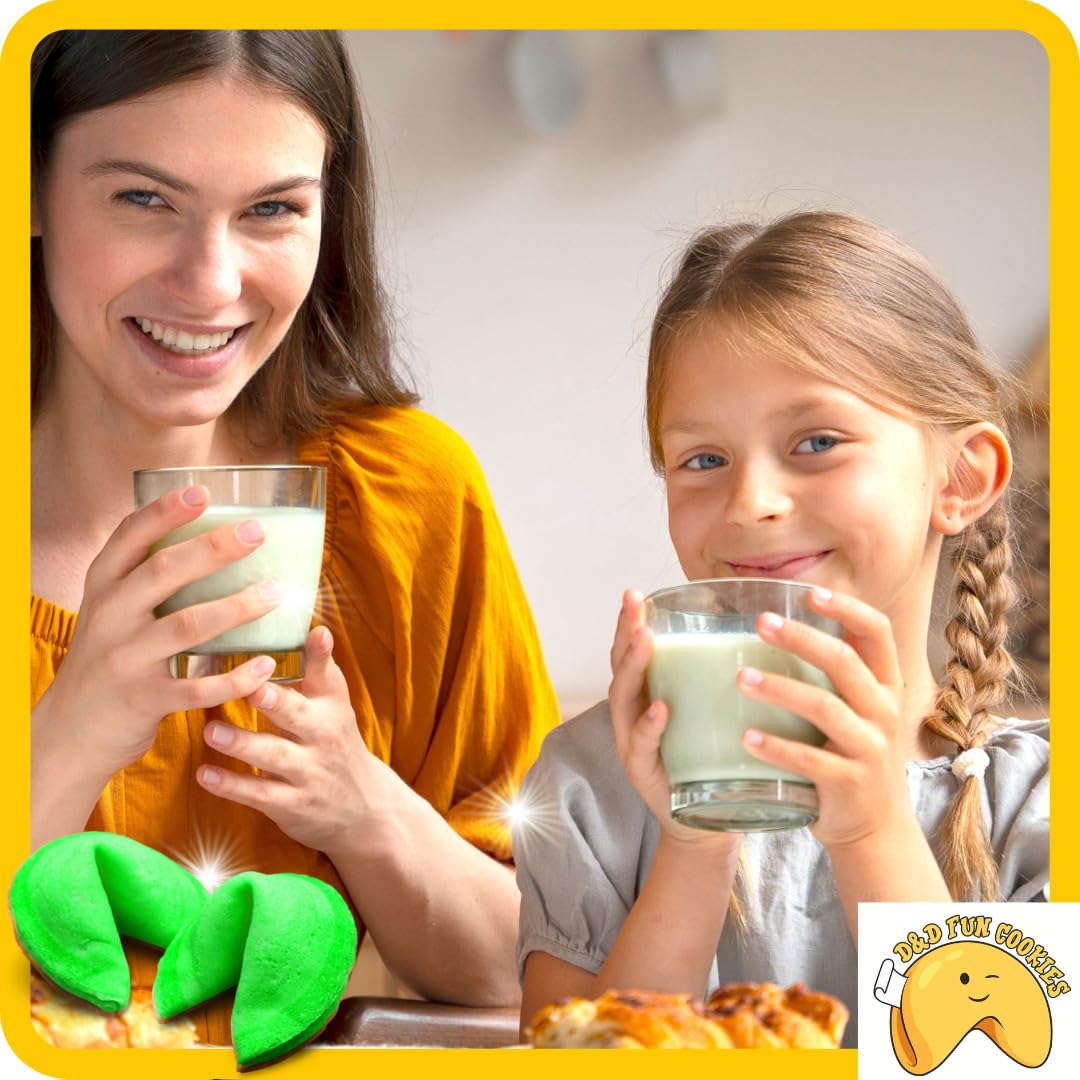 Biscotti cinesi della fortuna, biglietti profetici, biscotti verdi, biscotti di ringraziamento, per regali, per ospiti, per feste, gusto vaniglia (100 pezzi)