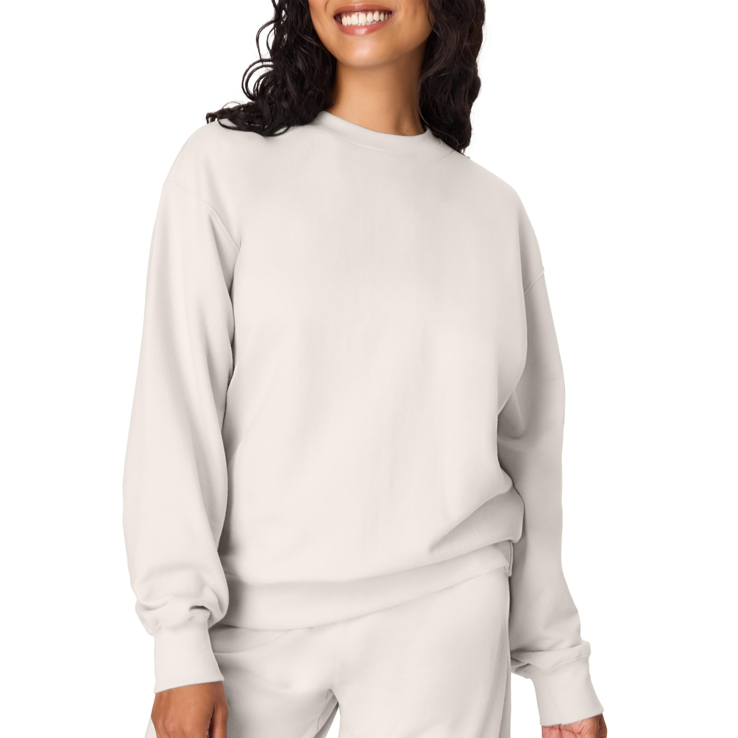 Hanes Originals Women's Fleece Sweatshirt, Midweight Sweatshirt for Women, Placed Flowers