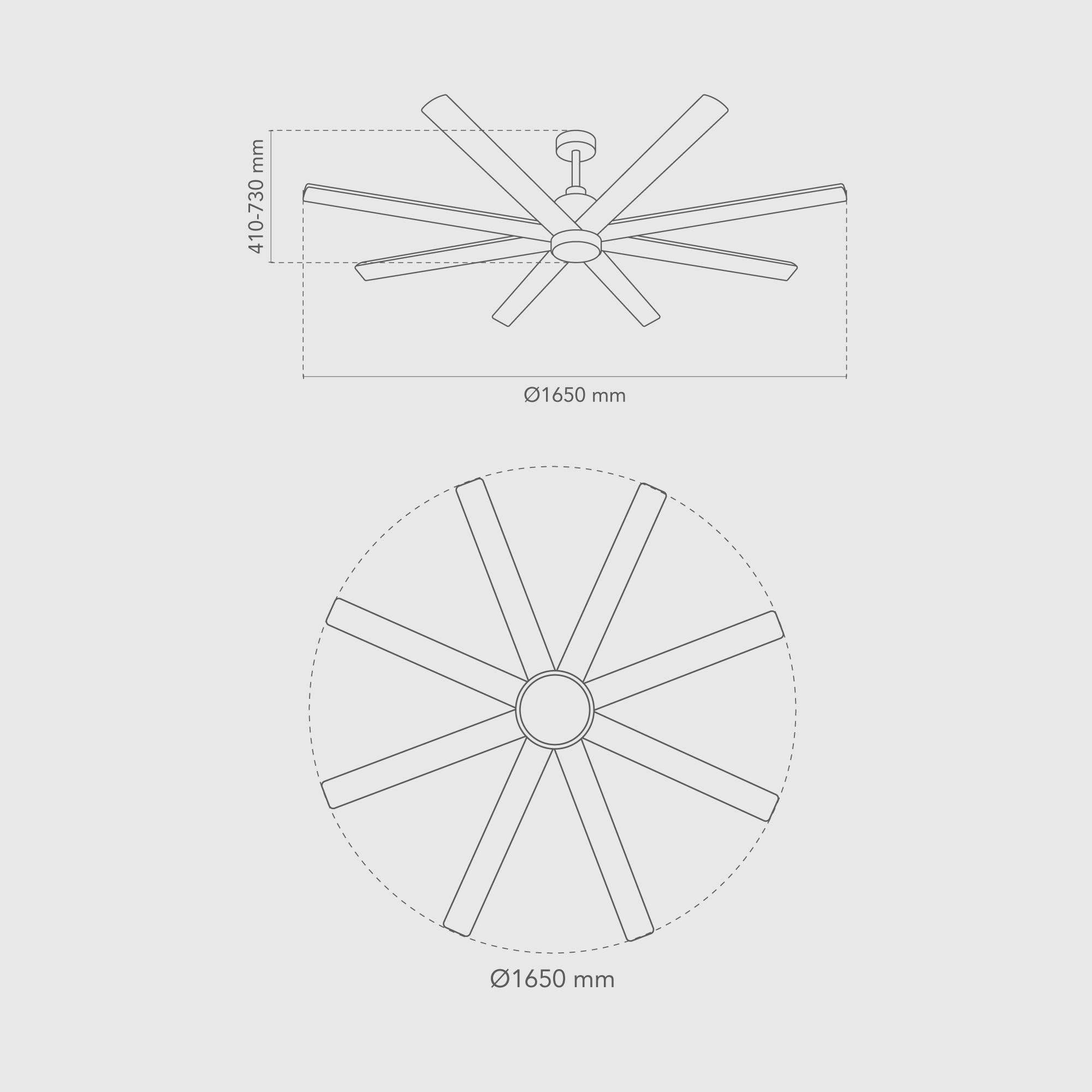 Versa Ventilador Techo Negro. Luz Led 24W Neutra/Cálida/Extra Cálida. Motor DC. 8 Aspas ABS Ø165cm. Verano/Invierno. 6 Velocidades. Control Remoto Temporizador. Silencioso. Brisa Natural
