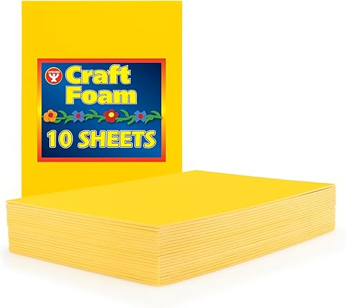 Miniatura 1 de Hygloss - Hojas de espuma colorida para manualidades, 12 x 18 pulgadas, amarillo, 10 unidades