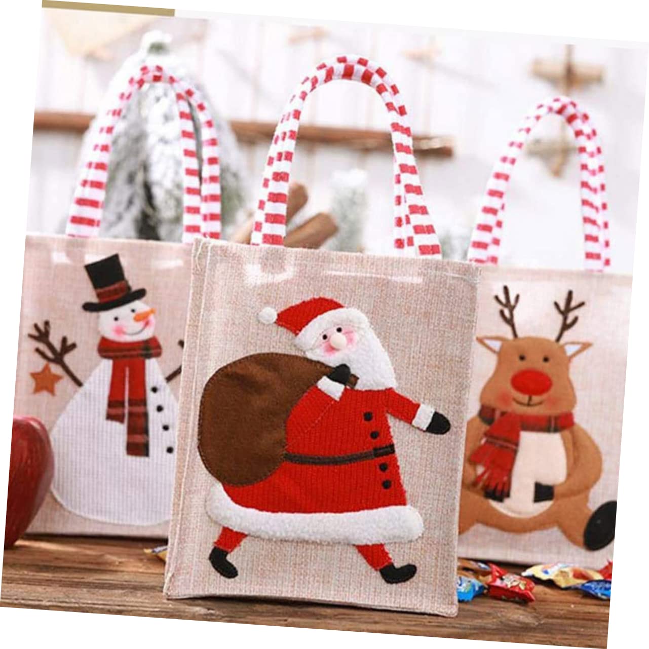 FRCOLOR 6pezzi Sacchetti Natalizi Tessuto Per Feste Di Natale Per Regali e Dolcetti Decorazioni Festive Per Eventi Natalizi