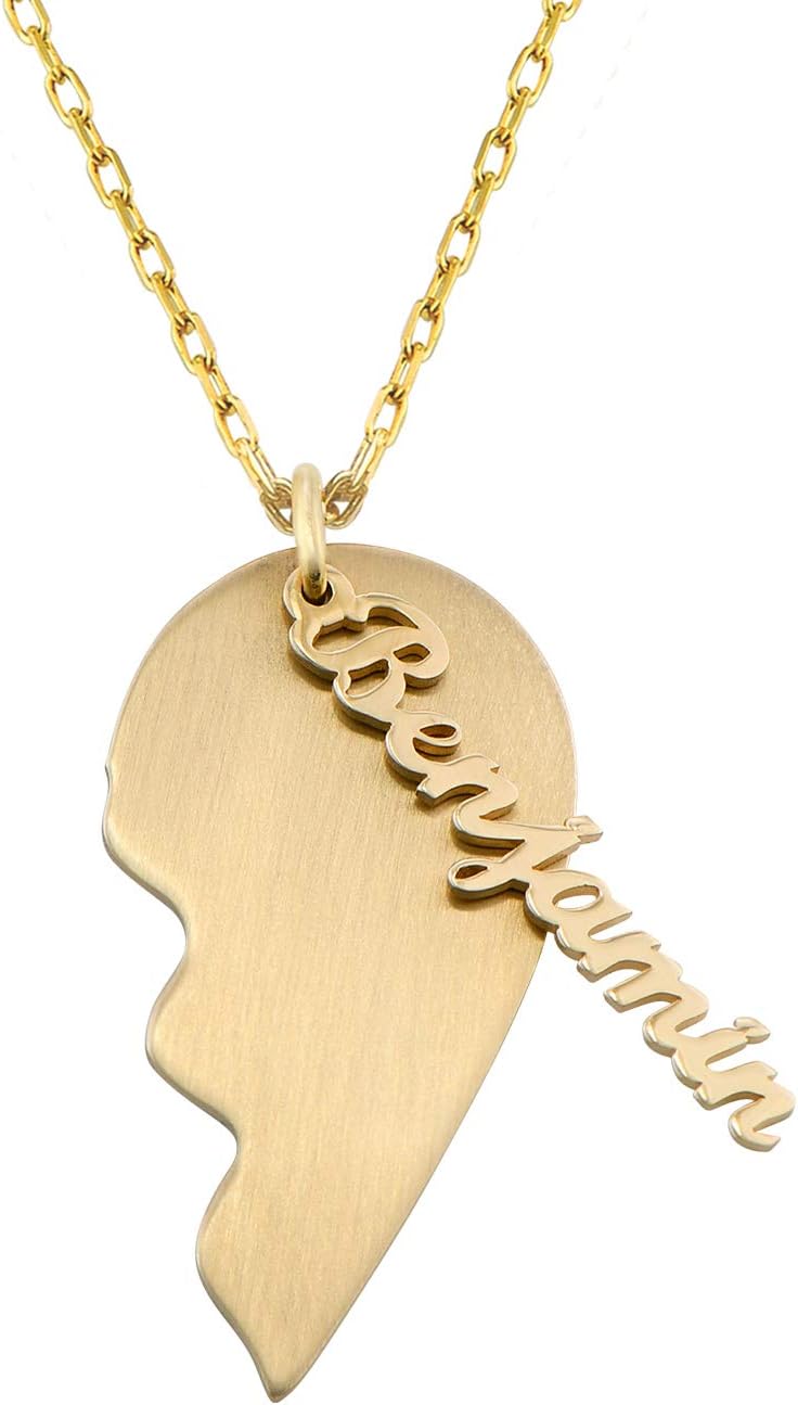 MyNameNecklace - Personalized Broken Heart Necklace Set For Couples, Best Friends, Her, Him, Mother, Father, Women, Men - Dainty Gift For Valentine's Day, Christmas, Father's Day, Mother's Day
