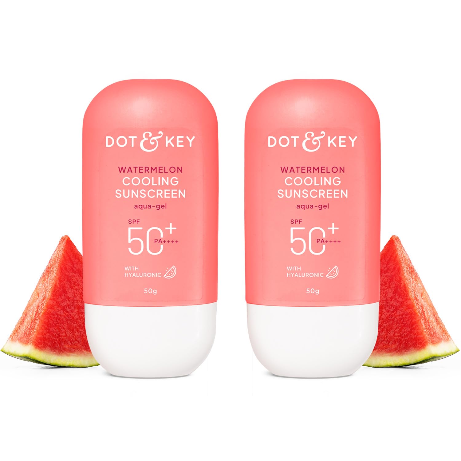 Watermelon Hyaluronic Cooling Sunscreen SPF 50 PA+++ Combo (Pack of 2, 50gm each) | For Oily, Normal & Combination Skin | UV + Blue Light Protection | Lightweight | No White Cast