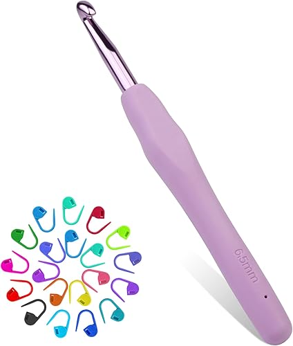 Ganchos de ganchillo de 0.256in, ganchos de ganchillo con mango ergonómico para manos artríticas, agujas de tejer extralargas con marcadores de