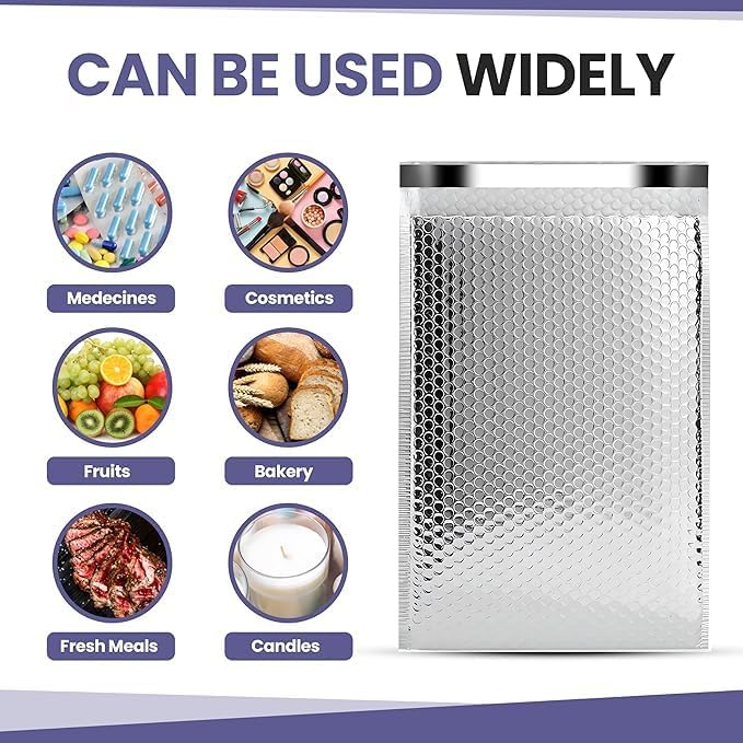 Thermal Bubble Mailer 8"x11" - 200 Pack Bulk | Metallic Bubble Mailers #2| Insulated Mailers for Cold Shipping | Waterproof Thermal Foil Shipping Envelopes | Secure Cold Shipping Bags