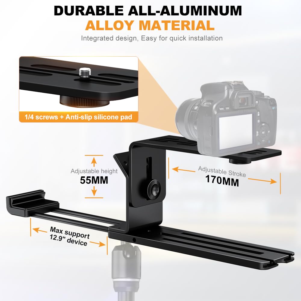 LENSGO TC12 Teleprompter per fotocamera e tablet DSLR/mirrorless fino a 12,9" | Teleprompter professionale per registrazioni video, vlogging, live streaming.