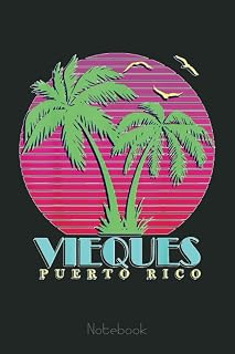 Vieques Puerto Rico Palm Trees Sunset Notebook: Drawing Journal and Summer Notebook for Children Summer Journal For Kids With Writing Prompts, Interactive Diary Scrapbook