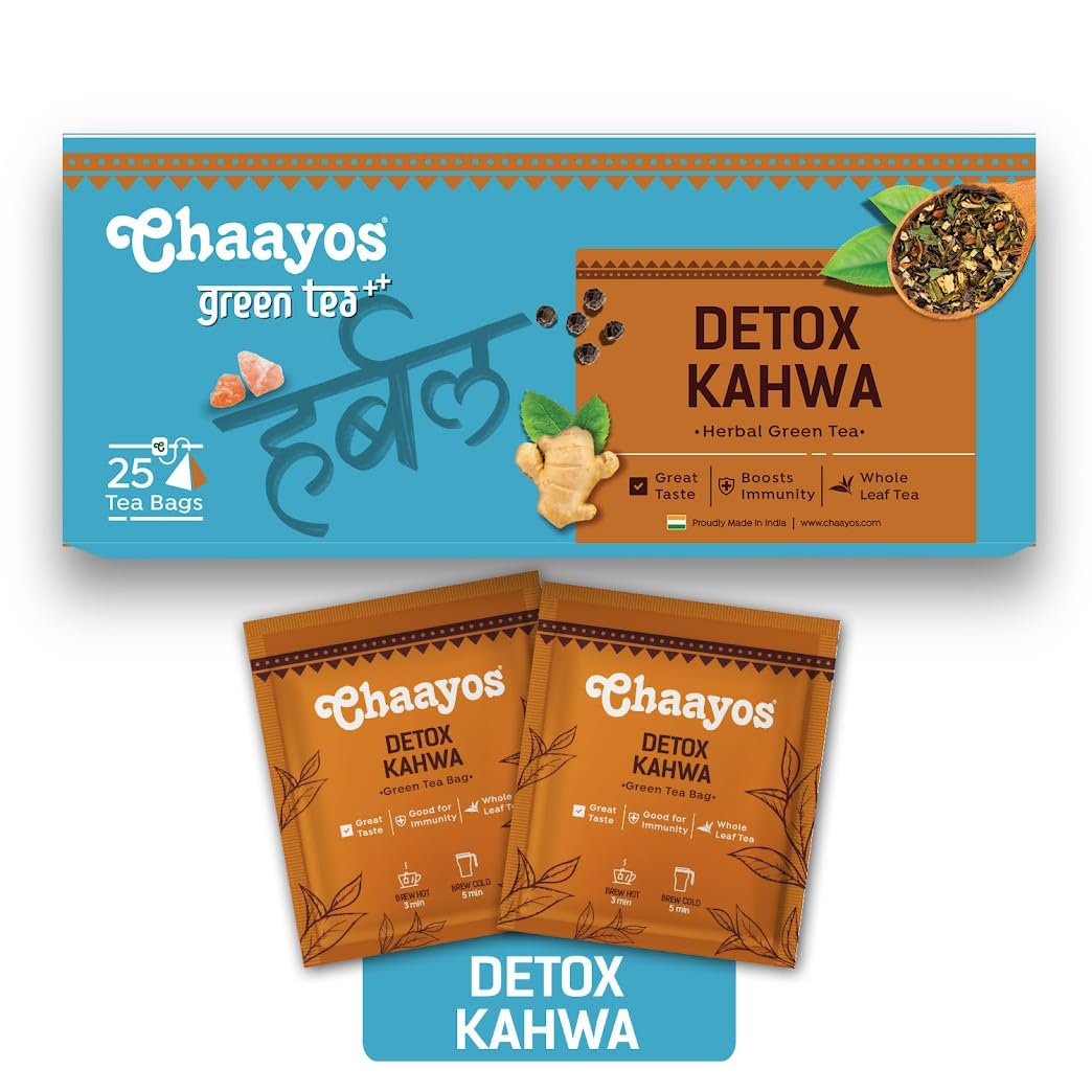 Chaayos Detox Green Tea-Desi Kahwa(50 Tea Bags) Green Tea Bags Desi Kahwa Green Tea Green Tea For Digestion,200 Grams (B09N79K2M9) Amazon Price History, Amazon Price Tracker