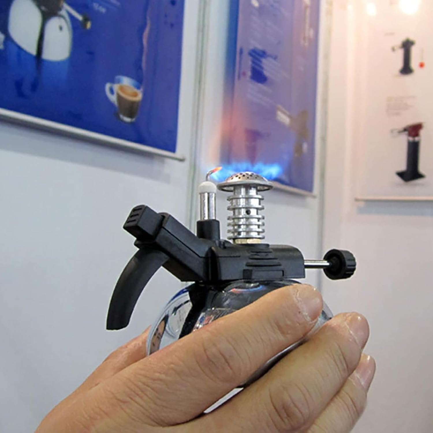Bruciatore a butano, bruciatore Bunsen da laboratorio, dimensioni della fiamma regolabile, temperatura massima 1300 ℃, ideale per riscaldare, cucinare, saldare