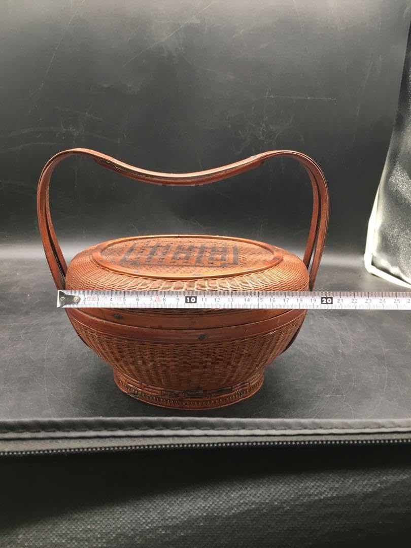 煎茶道具　竹編細工　朱塗　食籠　茶籠　提籃 煎茶道具 竹編細工 朱塗 食籠 茶籠 提籃 茶入・茶壺