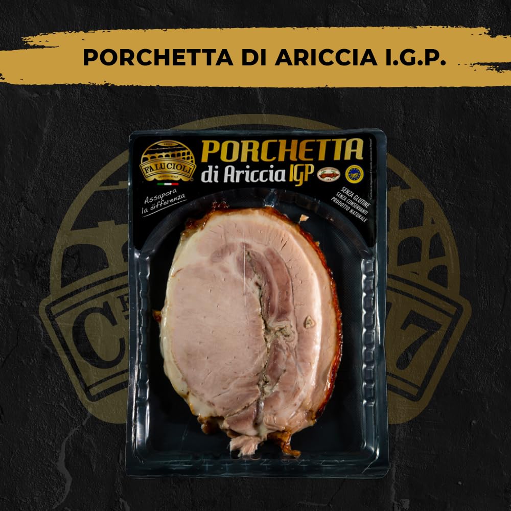 FA.LU.CIOLI 1917 - Porchetta Di Ariccia Igp 2Kg Sottovuoto, Tronchetto Di Porchetta Senza Glutine E Lattosio, Prodotto Artigianale, Senza Conservanti, Carne Di Maiale Selezionata, Prodotto Tipico