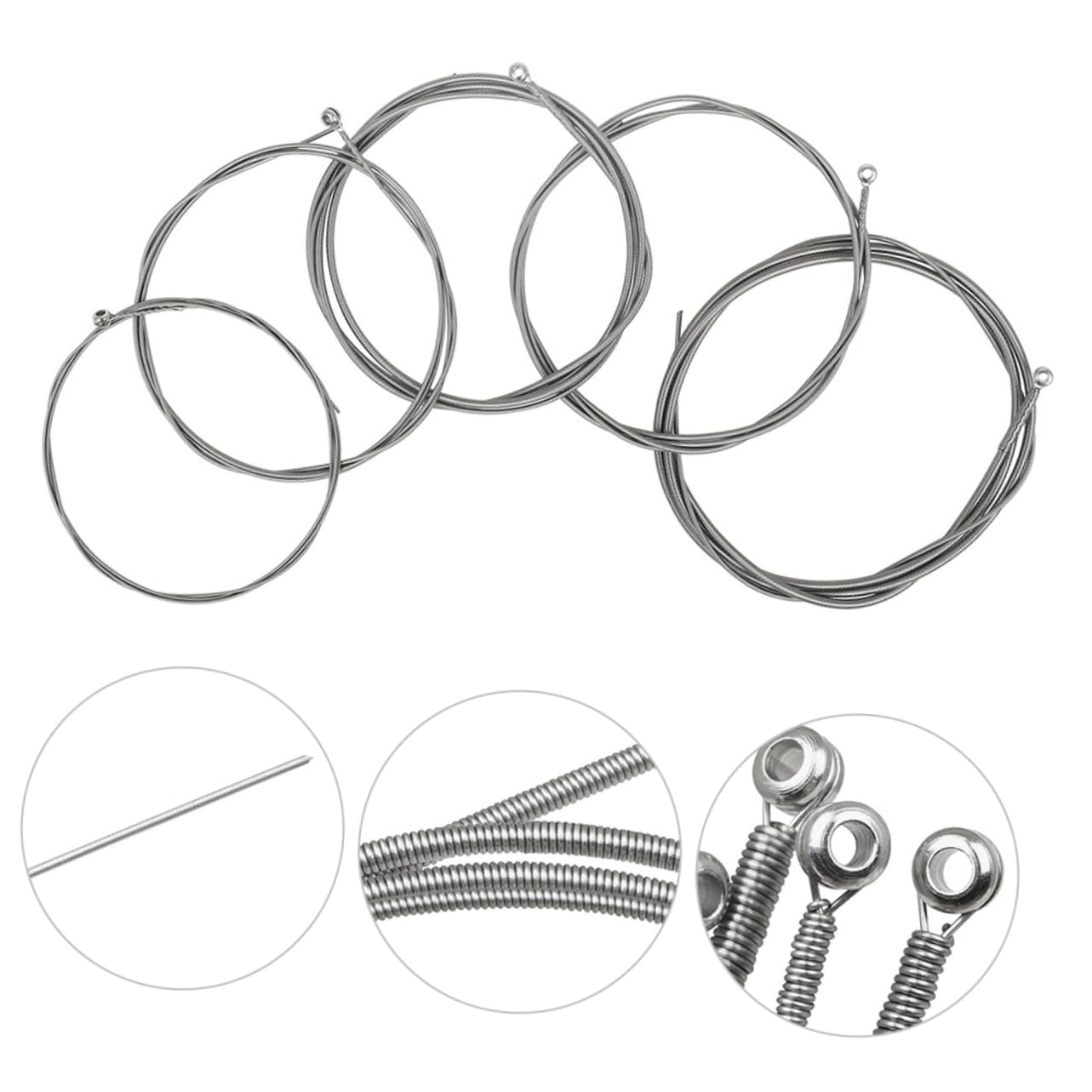 Toyvian 5pezzi Corde per Basso Elettrico in Lega Corde di Ricambio per Strumenti Musicali Avvolte in Metallo Adatte Bassi