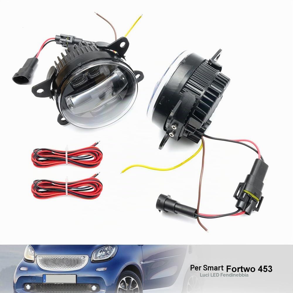 LED LUCI DIURNE DRL Lampadine fendinebbia per Smart Fortwo Forfour W453 per ben.z Citan Paraurti anteriore Fendinebbia Riflettori LAMPADE FRECCE LATERALI DLR Luce di marcia 2x affumicata