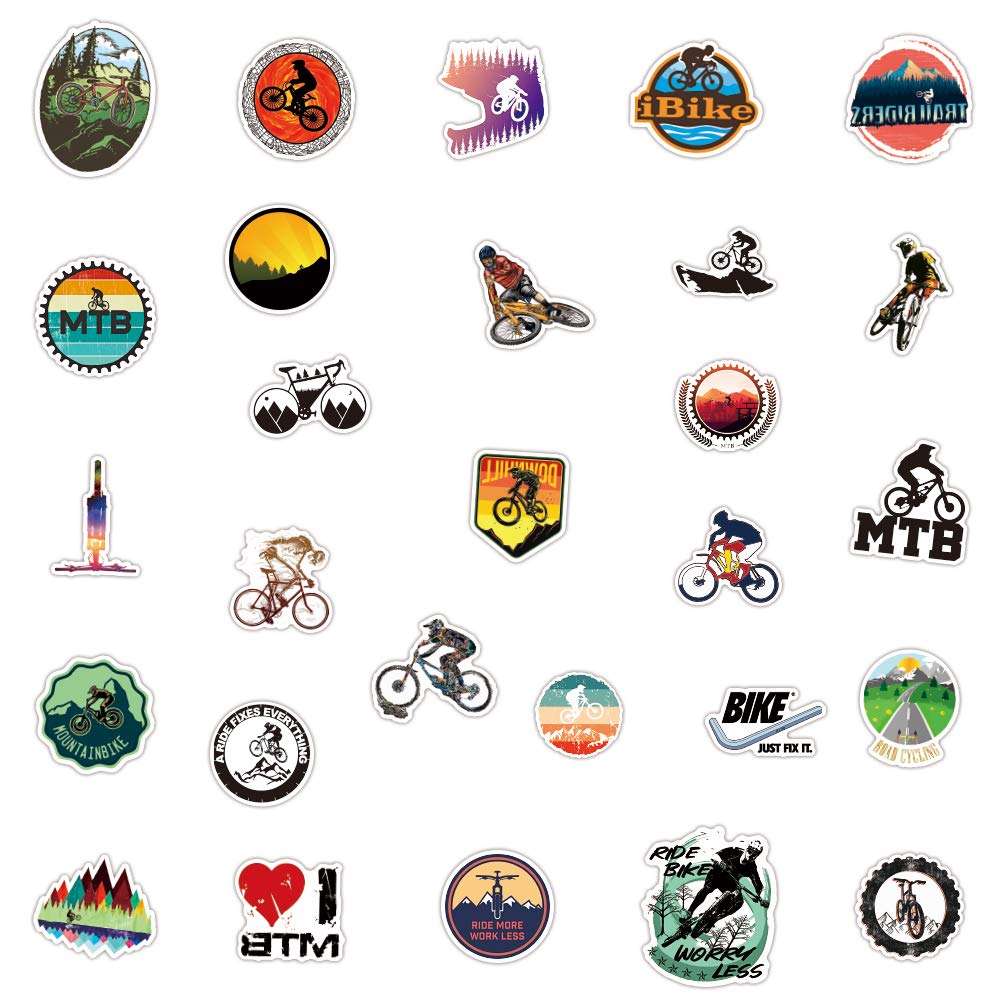 100 Adesivi Mountain Bike - Per Casco, Bici, Laptop, Tazze, Design Colorati, Vinile Resistente - Foto 10