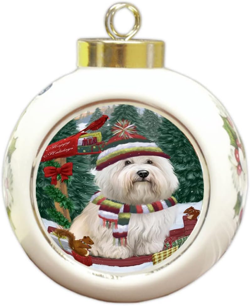 Let it Snow Coton De Tulear Dog Round Ball Ornament - Pet Decorative Hanging Ornaments for Christmas X-mas Tree Decorations - 3" Round Ceramic Christmas Ornament D294