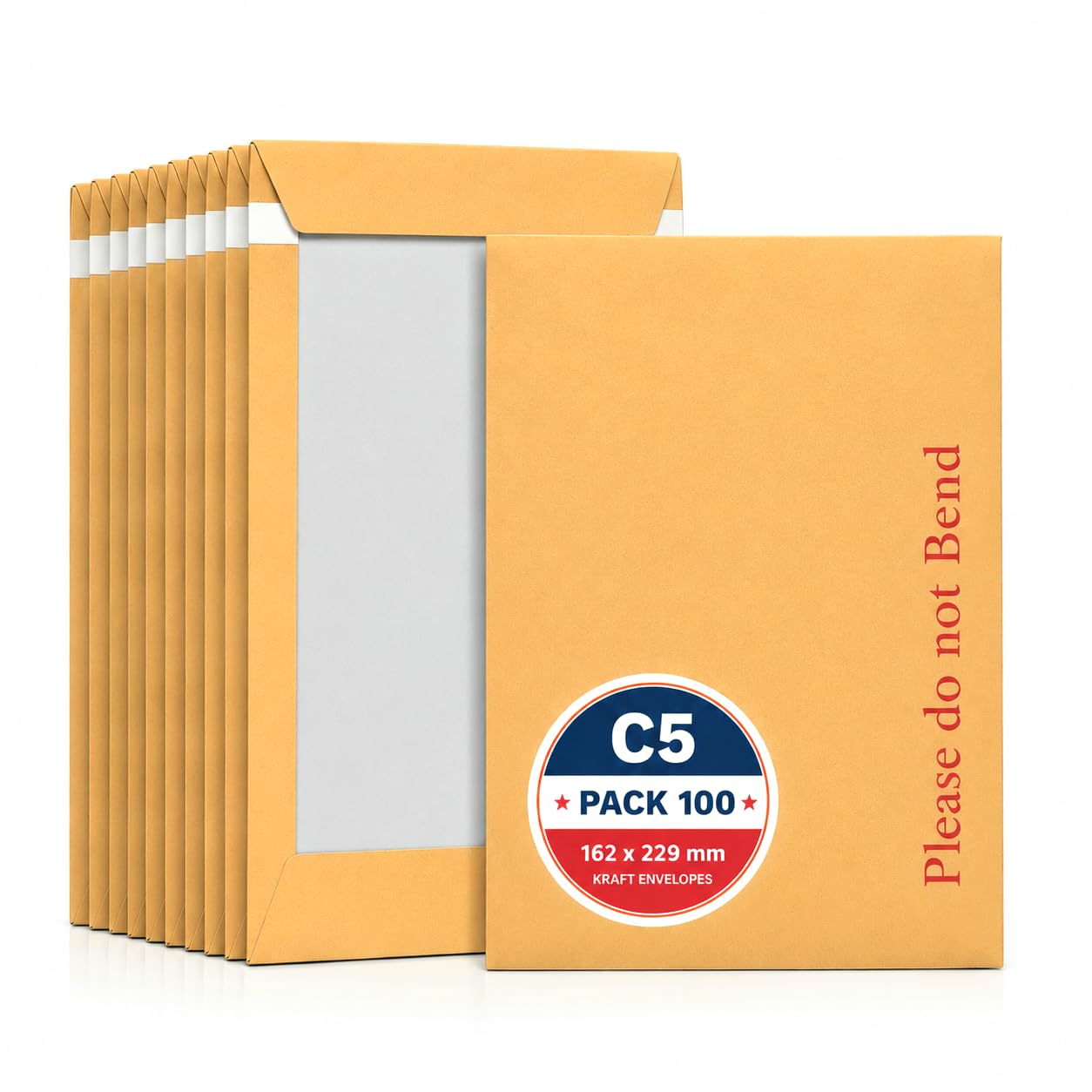 Orion C5 Manilla Brown Mailing Envelopes A5 162 × 229mm, Self Seal,100 Pack