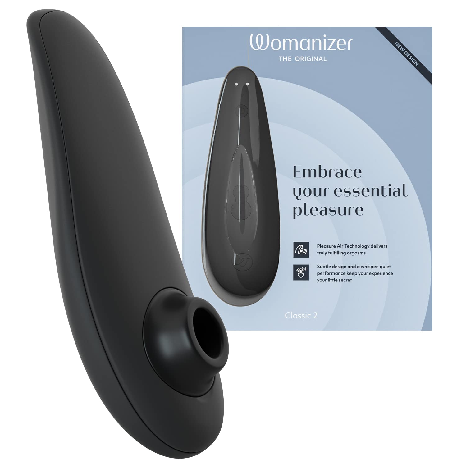 Womanizer Classic 2 Clitoral Sucking Toy - Clit Stimulator with 10 Suction Speeds - Waterproof Sucker Vibrator - Rechargeable Vibrating Adult Sex Toys for Women and Couples - Black