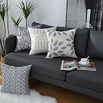 Jeter des couvertures d'oreiller 18x18 Couvertures d'oreillers de pouce 18x18,Couvertures d'oreillers Squar 4 Boho moderne ferme neutre oreillers décoratifs étui de coussin en lin pour canapé, lit, décoration maison