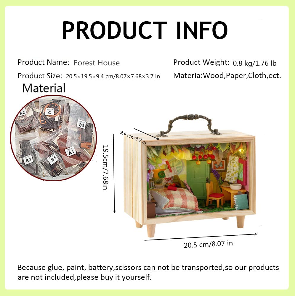 Kit miniatura de madera para casa de muñecas de bricolaje, modelo de cabaña pequeña, habitación creativa con muebles para regalo romántico de San Valentín (casa del bosque)