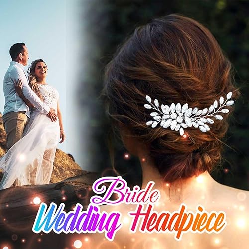 Miniatura 5 de Catery Peine para el cabello con diamantes de imitación para novia, joyería de cabello plateado, piezas de cabello de novia, tocado de cristal,