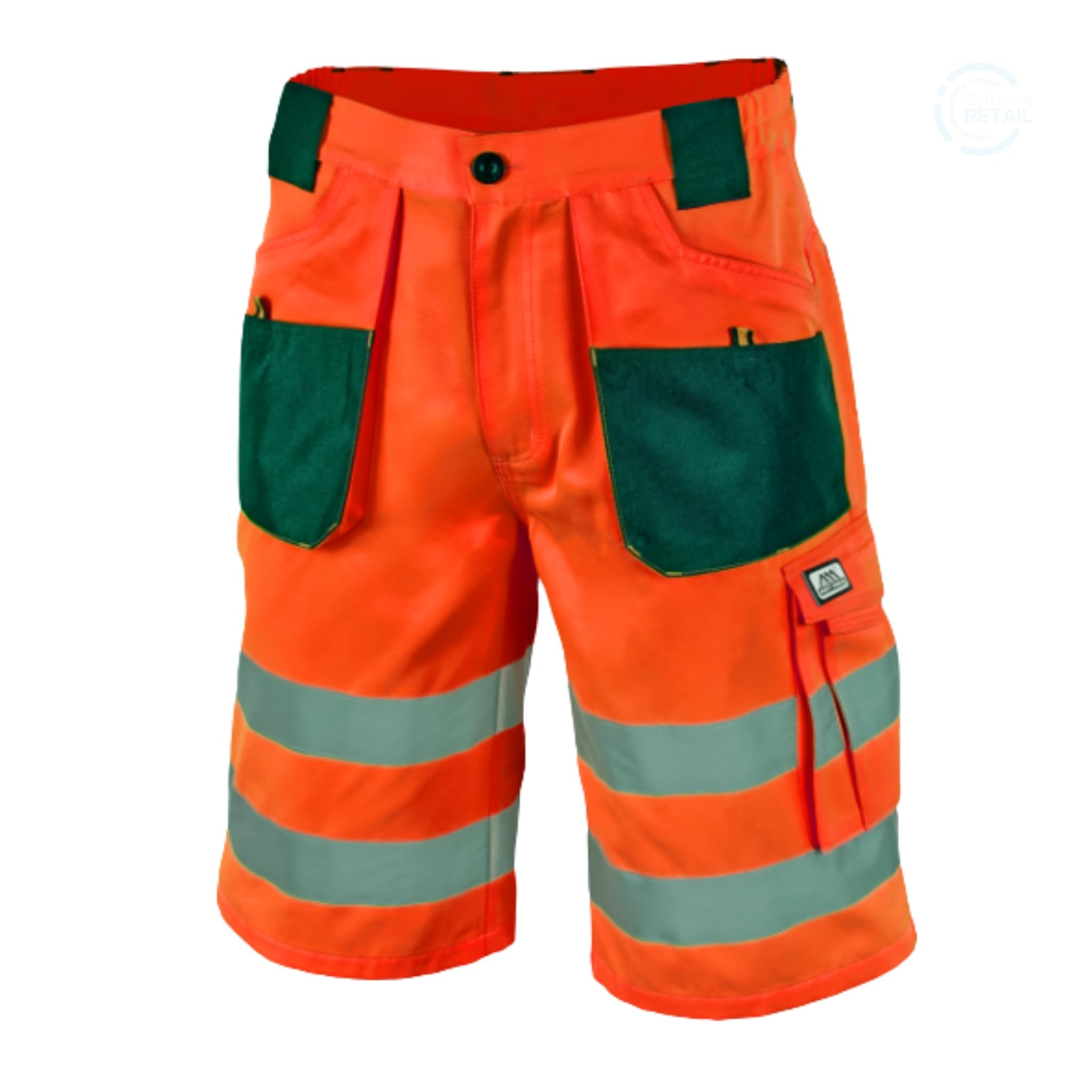 Art.mas Men's Orange-Black Flash ’S Hi-Vis Work Shorts – Reflective Safety Class 2 – 8 Pockets – Durable Triple Stitched – Elastic Waistband – Fluorescent Orange/Black – En Iso 20471– (42/44 Inch - 60 Eu)