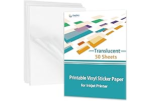 Premium Clear Sticker Paper for Inkjet Printing - 50 Translucent Waterproof Sheets