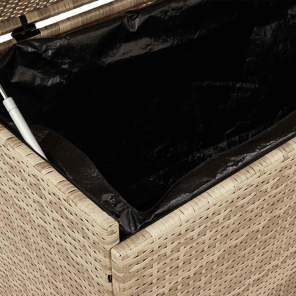 IKAYAA Baúl de Exterior Ratán PE con Ruedas, Baúl de Almacenamiento Exterior XXL, Caja de Almacenamiento con Bolsa, Arcón de Almacenaje para Patio Jardín, Beige 160 x 55 x 75 cm