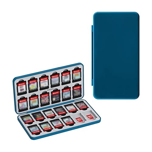 JINGDU Caja de almacenamiento de tarjetas, 24 tarjetas NS + 24 tarjetas micro SD, funda delgada portátil para tarjetas de juego NSOLEDLite, solo