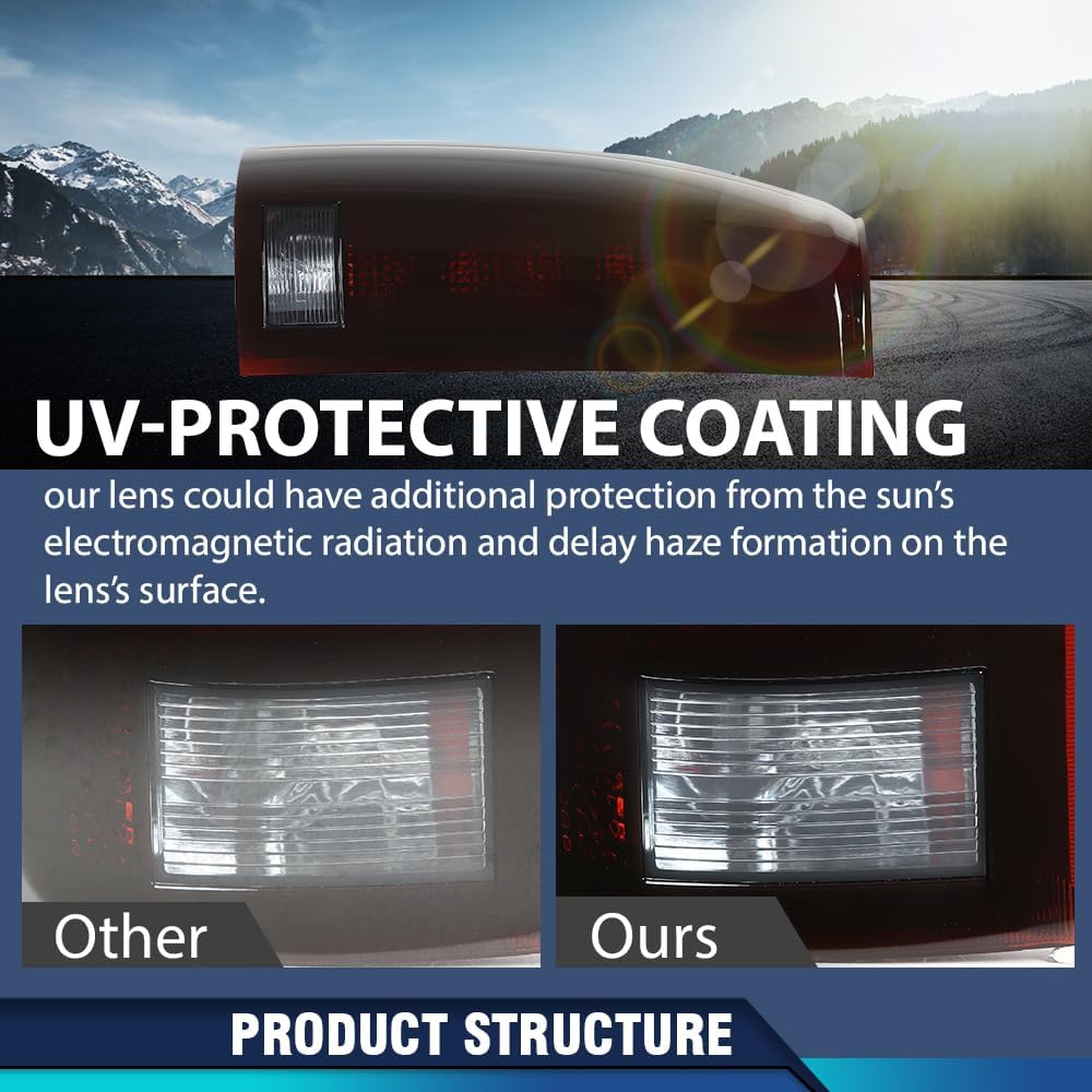 PIT66 Tail Lights Assembly w/Connector Circuit Compatible with 1988-1999 Chevy GMC Silverado Sierra C/K 1500 2500 3500 Red Lens Rear Light Lamps Driver & Passenger Side