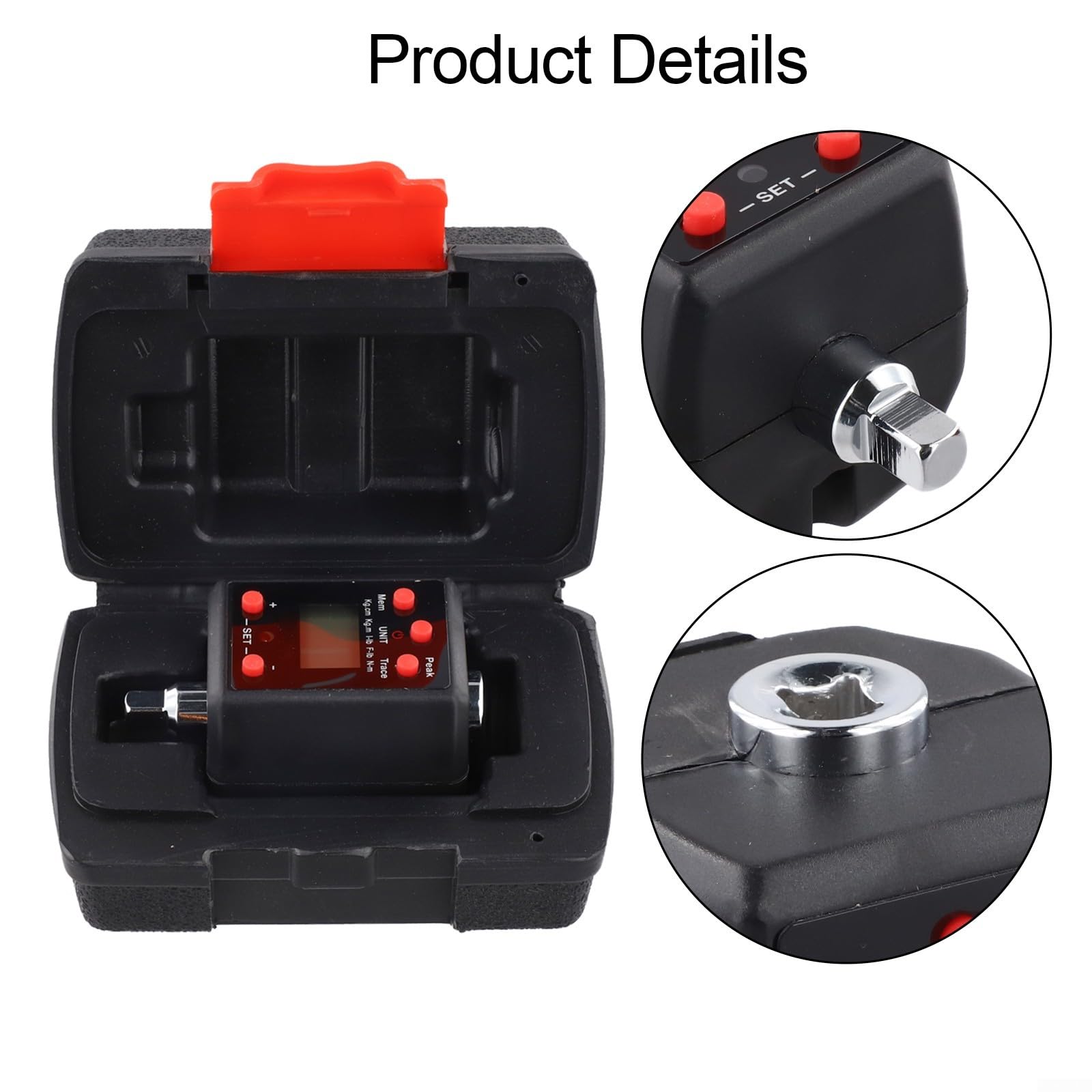 EasyByMall Digitaler Drehmomentschlüssel-Adapter, 1/4, 3/8, 1/2, 3/4 Steckschlüssel-Werkzeug, robustes Messgerät für Motorrad-Reifenanstoß-Set, 20–200 Nm (6,35 mm)