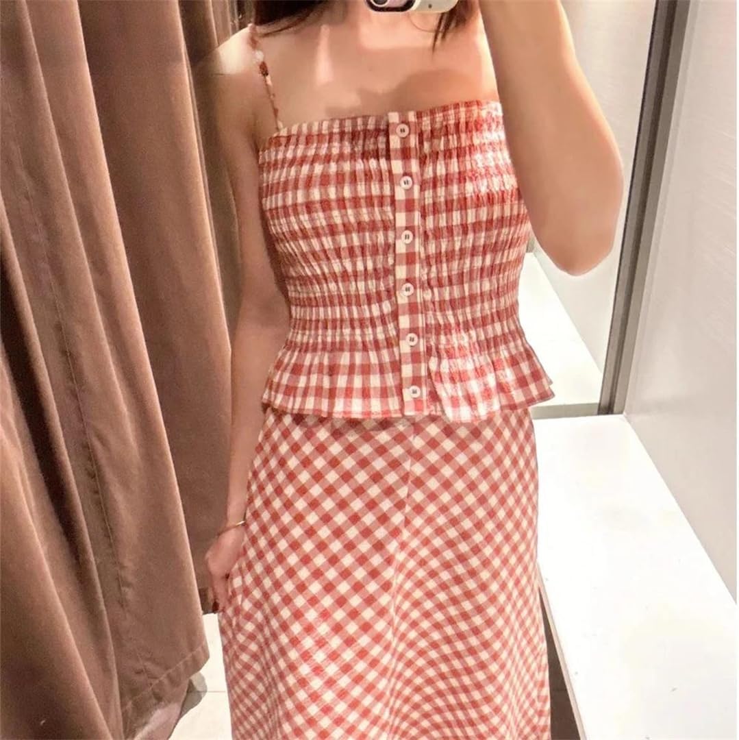 Women's Holiday Set Sleeveless Slim Tank Top Long Skirt Casual Vacation Set