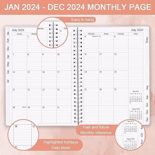 Miniatura 2 de Libro de citas 2024  Agenda de citas con 12 pestañas mensuales de enero de 2024 a diciembre de 2024 por hora, 7 x 10 pulgadas, cubierta flexible con