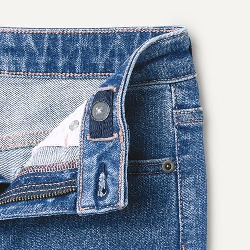 Amazon Essentials Girls' High Stretch High-Rise Flare Jean, Classic Medium Wash, 14 - 3