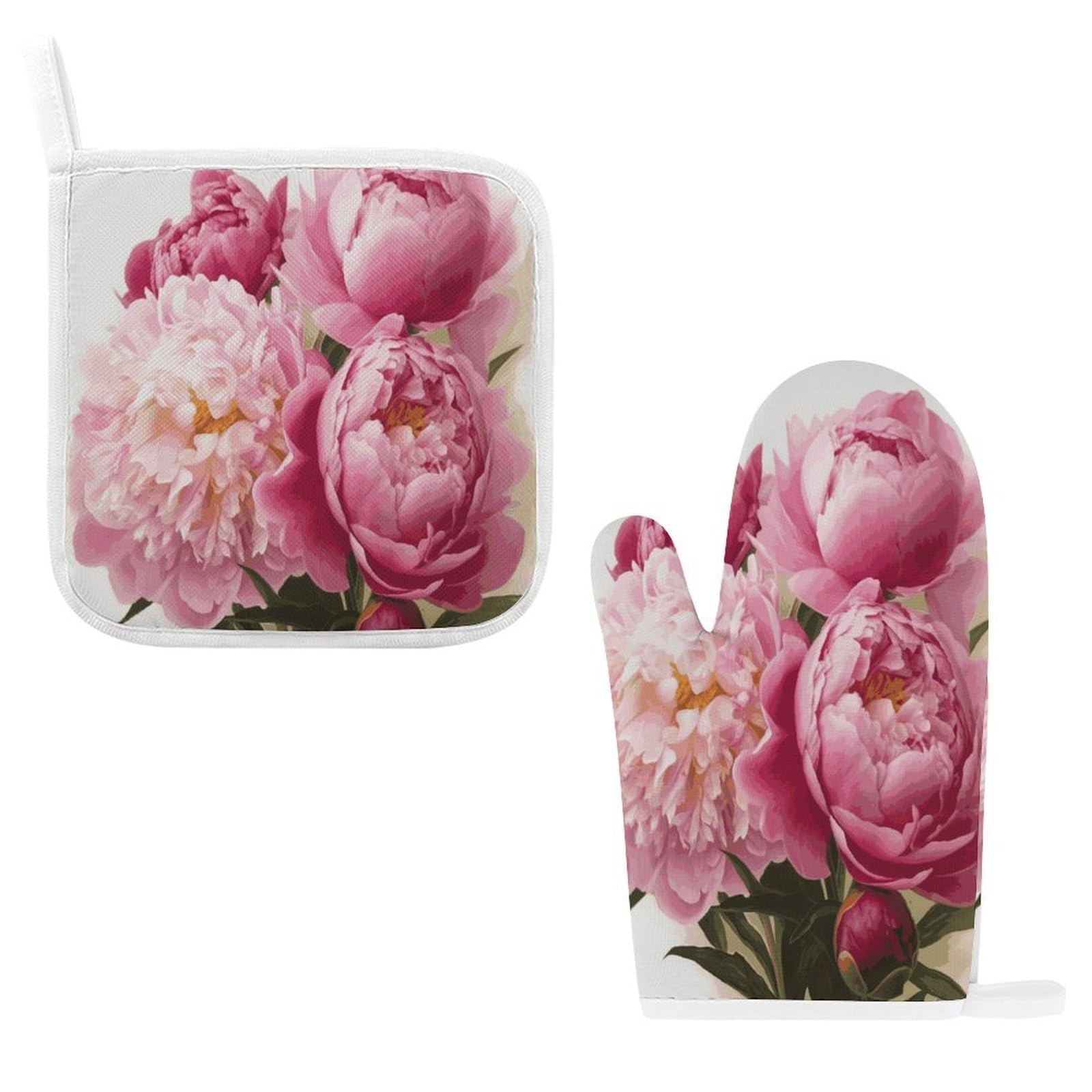 Fodpand Style Peony Flowers Blossom Oven Mitts And Pot Holders Sets