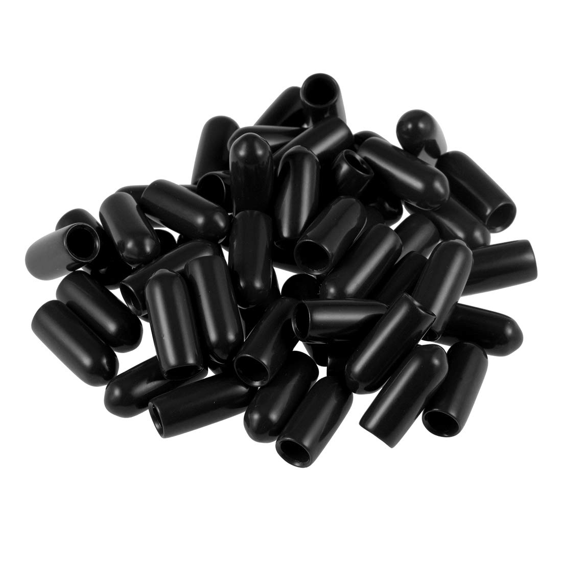 sourcing map Śruba gwintowana Protector 4,5mm ID Okrągły Zaślepka Czarna Rurka Czapki 50 szt