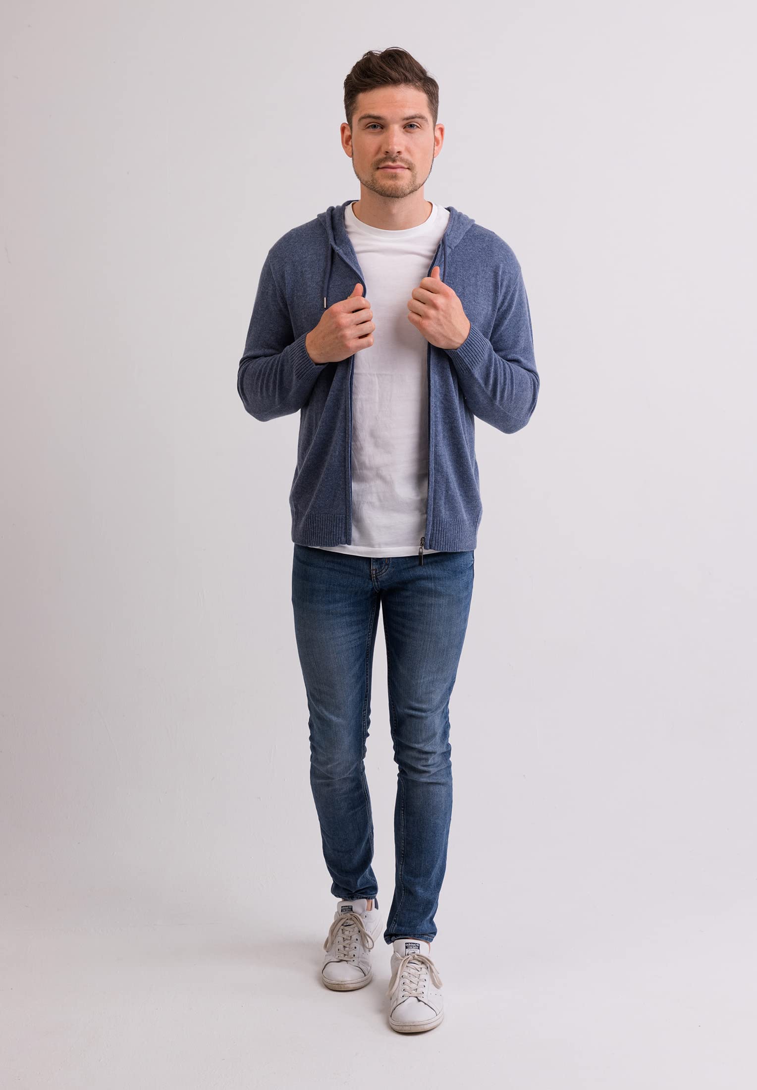 100% Kaschmir Herren Kapuzenpullover | Hoodie mit Reißverschluss