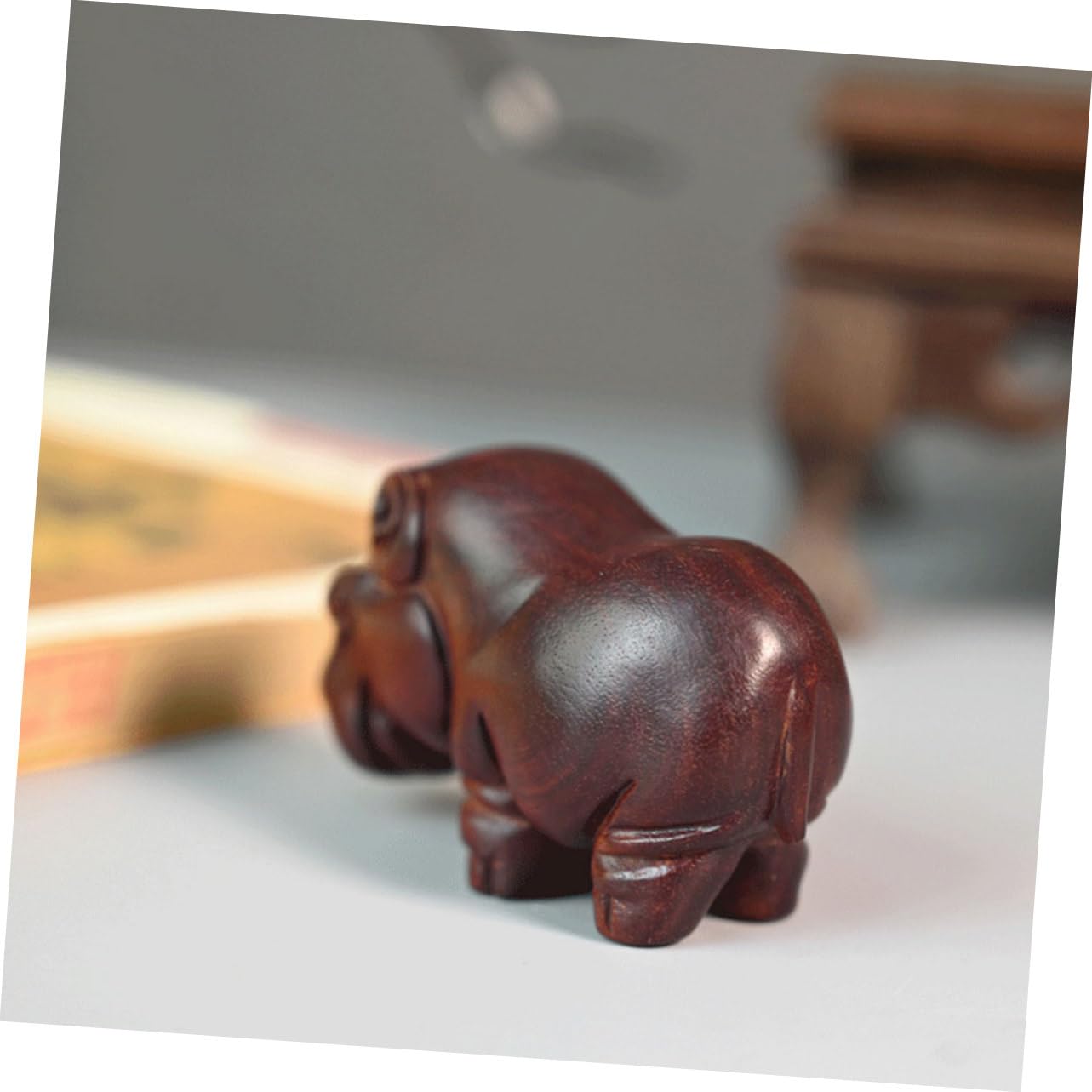 ULTECHNOVO Statua di Ippopotamo in Legno di Sangue Marrone, Decorativa