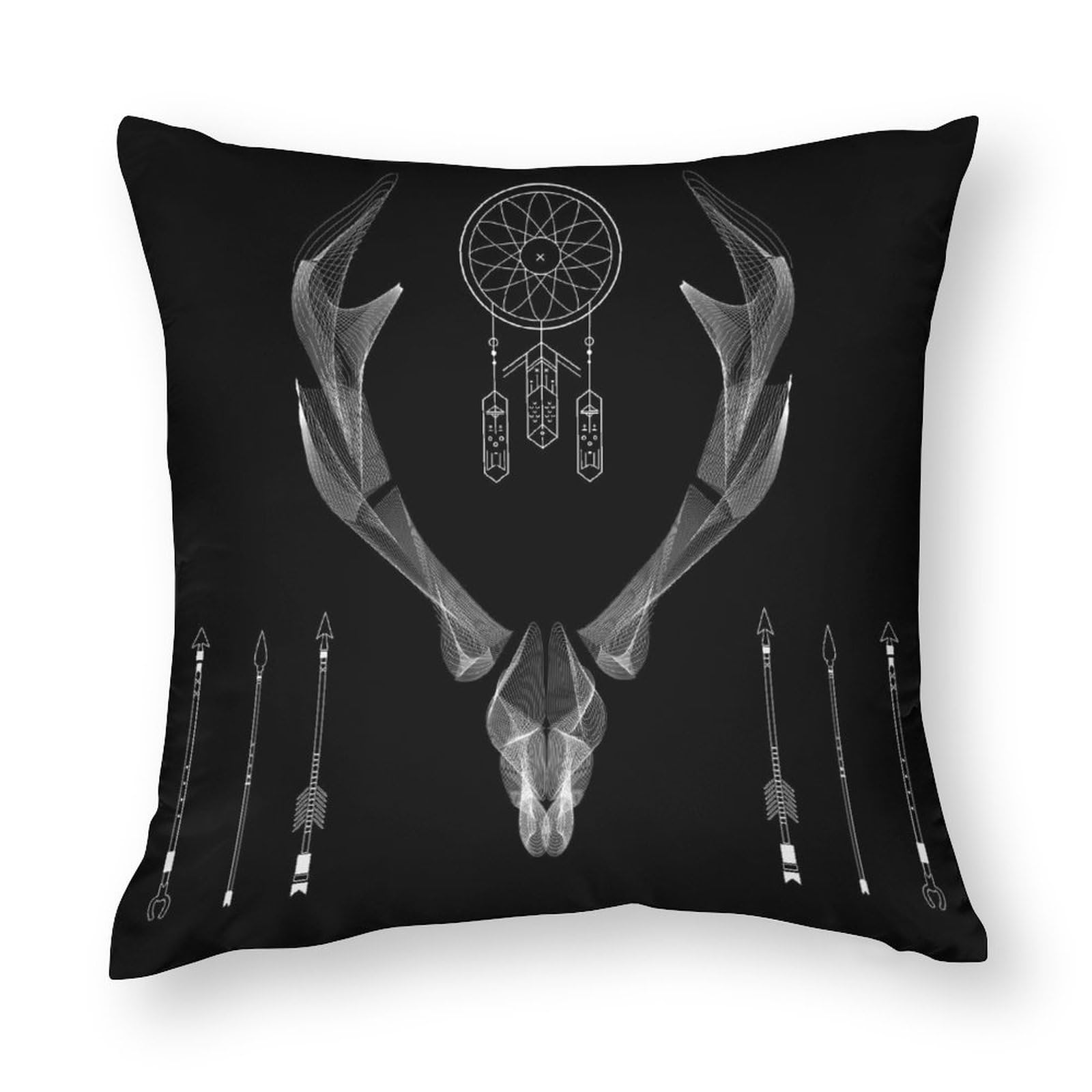 Housse De Coussin - Motif Fleurs Noires Dahlias - Automne - Noir