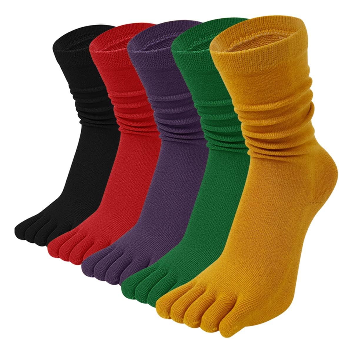 AOOPOO Chaussettes à Doigts Femme 5 Paires - Coton Sport Running Mi-Mollet EU 34-39