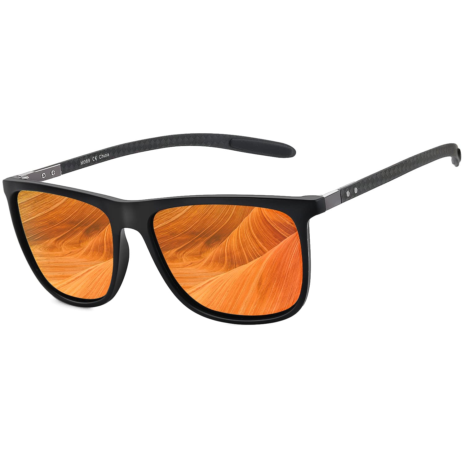 ZENOTTIC Gafas de sol polarizadas cuadradas para hombres Ultraligeros de fibra de carbono Gafas de sol de conducción Pesca Golf Deportes Protección UV400