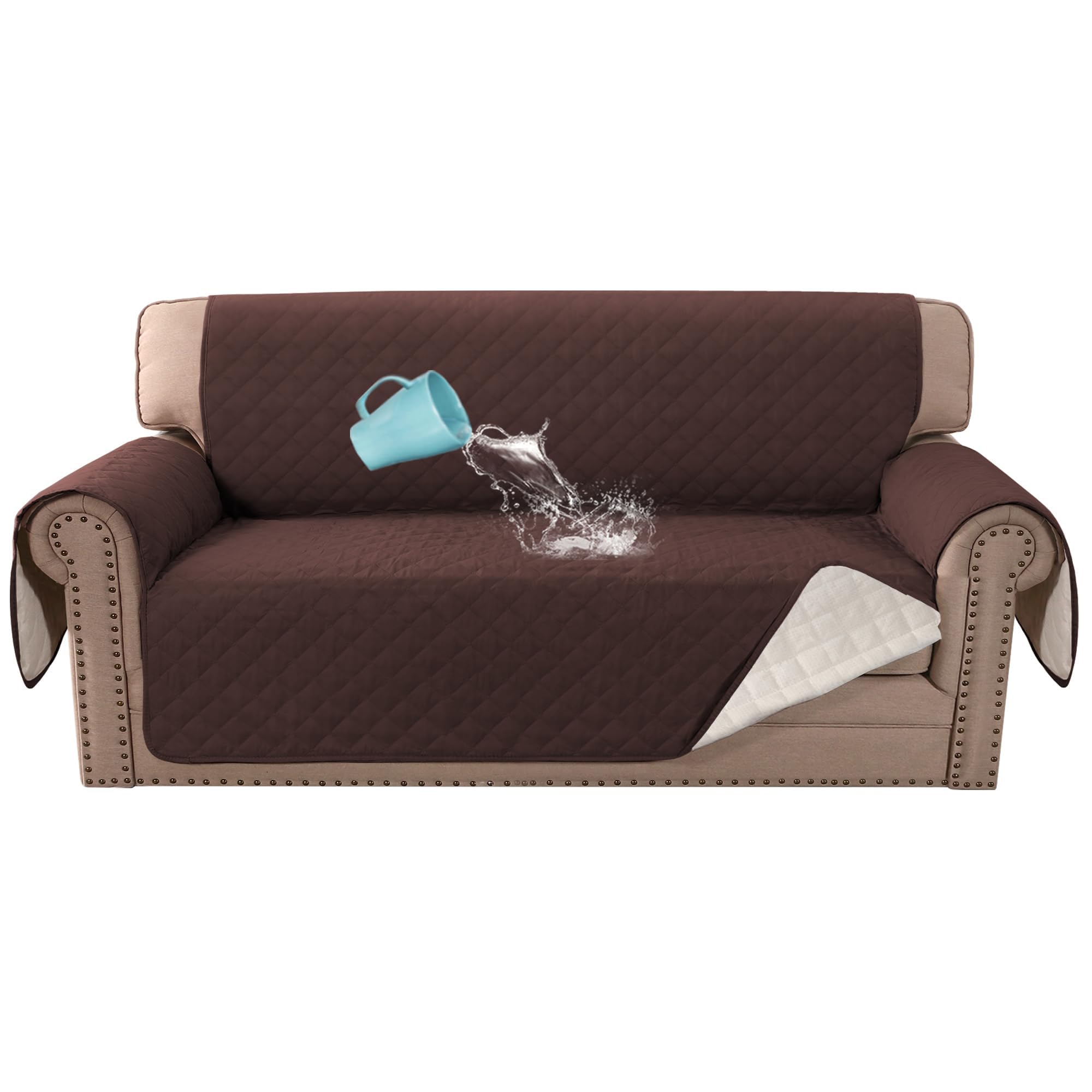 H.VERSAILTEX Loveseat Covers Couch Cover for Dogs with Elastic Straps 100% Waterproof Furniture Protector for Pets Sofa Cover 2 Cushion Couch(Loveseat