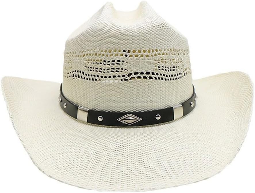 [わしのおとも] ASXDCP 夏用円錐形ストローボウラーハットアイボリーカウボーイハットつば広ジャズハットサンハット