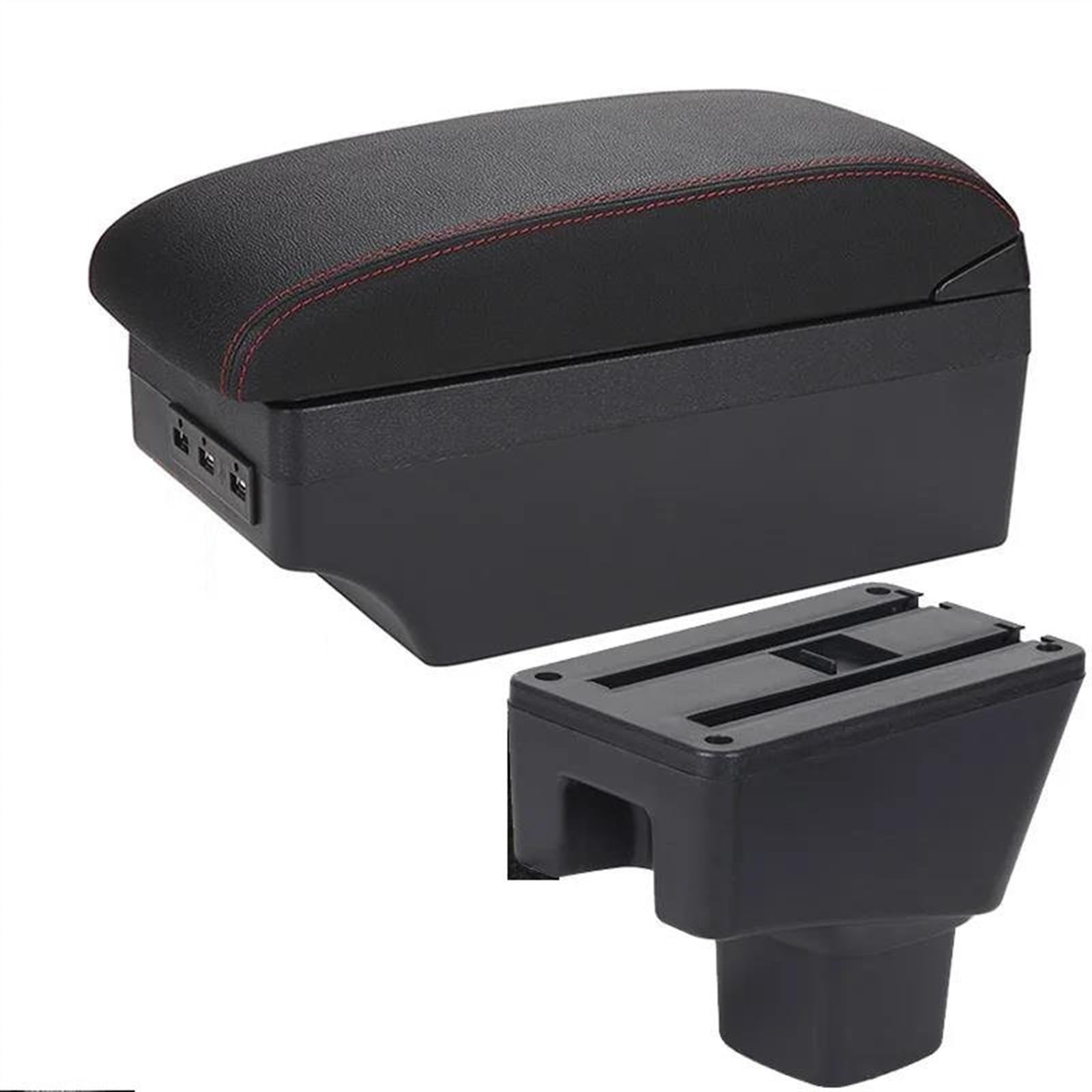 NOHEEU Car Interior Accessories Center Console Storage Box Multi-function Armrest For SUZUKI SX4(A1 Black red 7 USB)