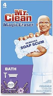 Mr. Clean Magic Eraser Lavender Scent with Febreze, Removes Soap Scum, 4 Pads (Pack of 2)