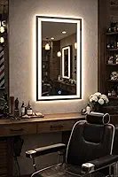 Espelho Retangular Jateado com LED em 3 cores touchscreen Bivolt 80x60cm