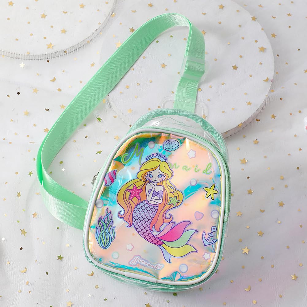LEBKFT 1 szt. Jednorożec syrenka torba na ramię PVC przezroczysta torba crossbody mini portfel torba podróżna plaża podróż zamek błyskawiczny przezroczysta torebka do przechowywania telefonu