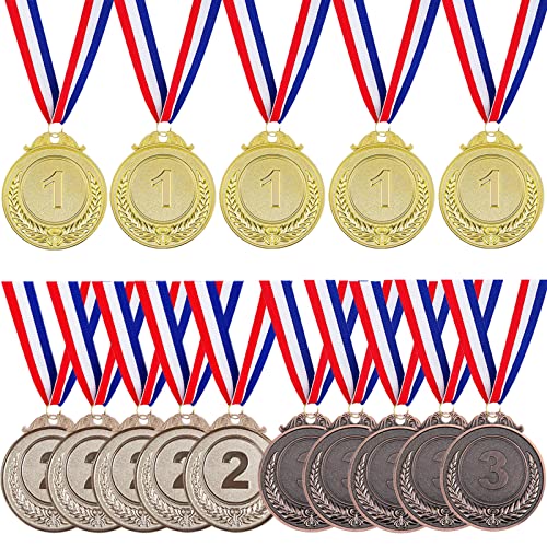 Haploon 15 Pcs Winner Gold Silver Bronze Medals, Olympic Style Medal Award Medals Bulk, Metal Acheivment Medal For Kids Youth #TOP15