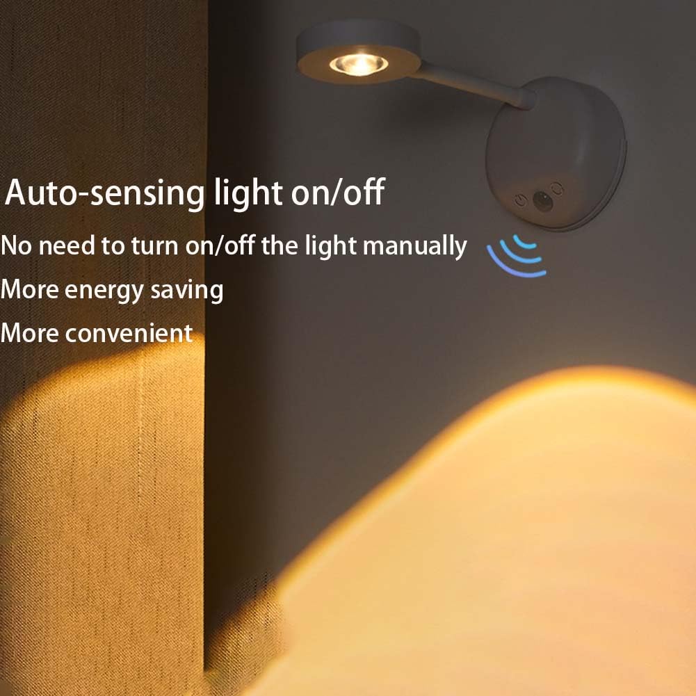 Applique a LED, Lampada per Quadri Senza Fili con rilevatore di Movimento, Batteria a LED dimmerabile, Girevole a 360°, 3 Temperature di Colore, Telecomando con Timer, Luce notturn