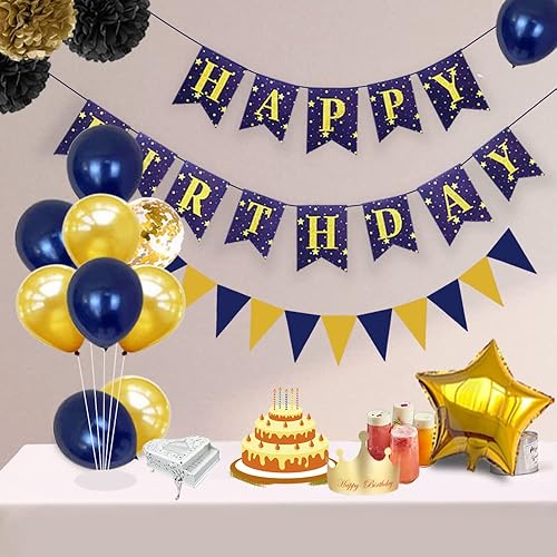 Miniatura 4 de Decoraciones de fiesta de cumpleaños número 30, pancarta de feliz cumpleaños, globos dorados del número 30, banda de látex y globos de confeti,